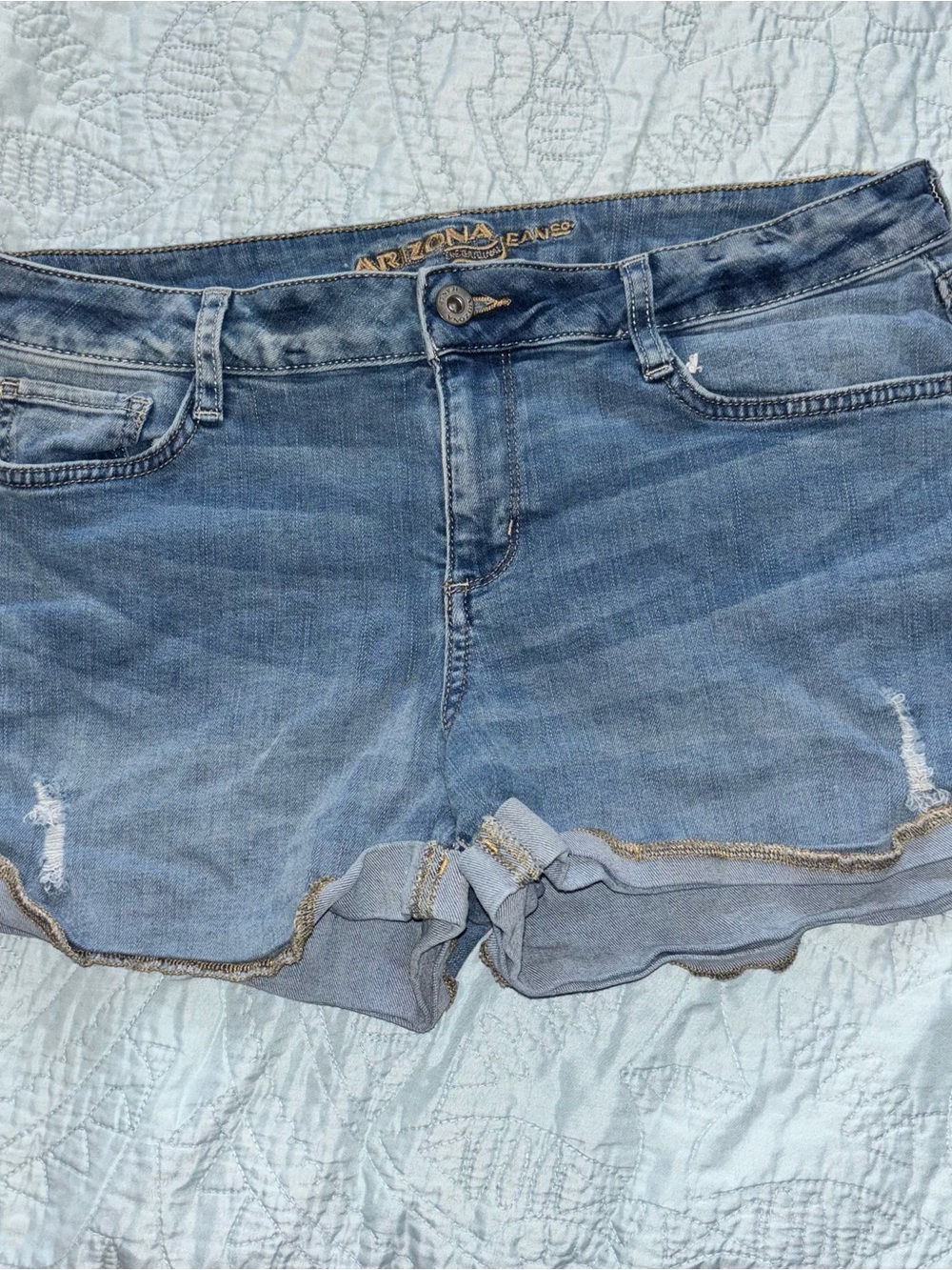 Arizona Jean Company Medium Blue Rolled Hem Denim Shorts